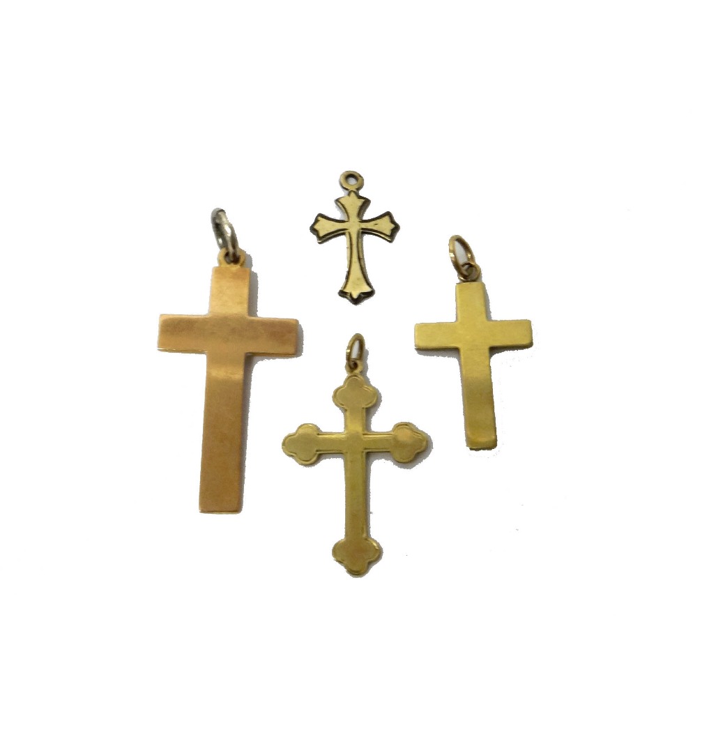 Appraisal: A ct gold plain pendant cross Birmingham a ct gold