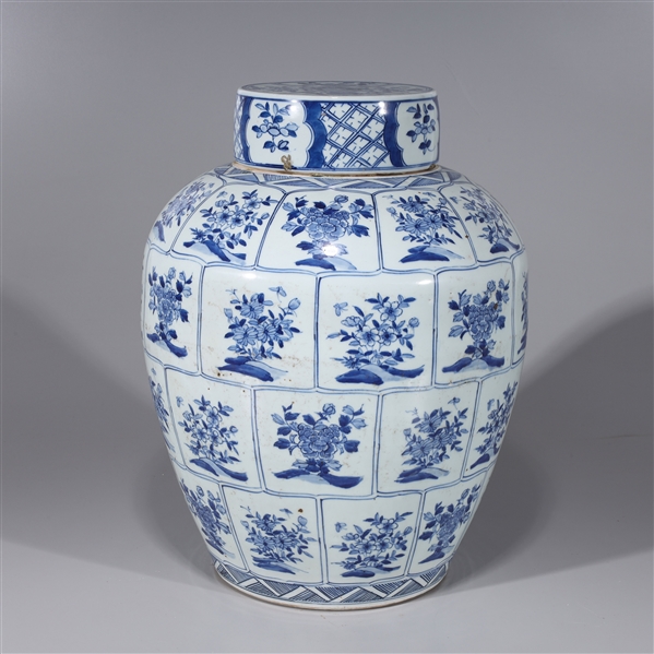 Appraisal: Large Chinese Kangxi style blue and white porcelain covered jar