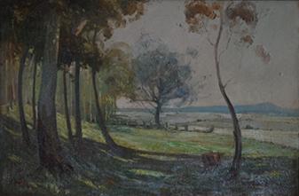 Appraisal: GRANVILLE DUNSTAN LANDSCAPE WITH CATTLE OIL ON CANVAS X CM