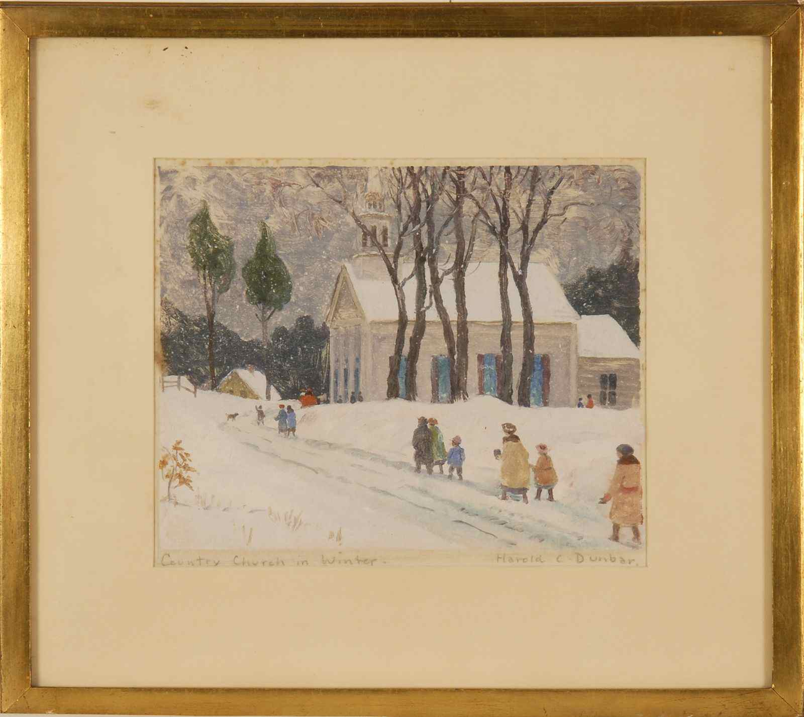 Appraisal: HAROLD C DUNBARAmerican - Country Church in Winter'' Titled in