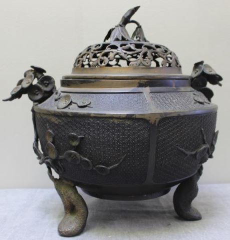 Appraisal: Asian Bronze Lidded Footed Censor From an East th St