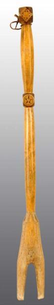 Appraisal: Folk Art Wooden Laundry Bride Stick Description th century Fork