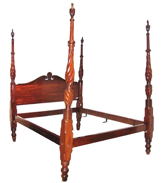 Appraisal: A mahogany bedstead four poster height ft width ft in