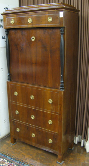 Appraisal: BIEDERMEIER STYLE MAHOGANY SECRETARY having a fall-front desk with single