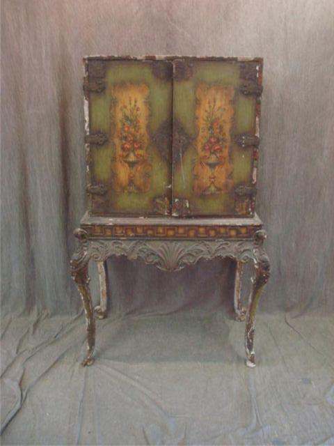 Appraisal: Paint Decorated Louis XV Style China Cabinet As is- flaking