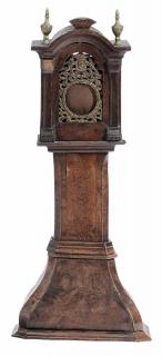 Appraisal: Burl Inlaid Walnut Miniature Tall Case Clock-Form Watch Holder Dutch