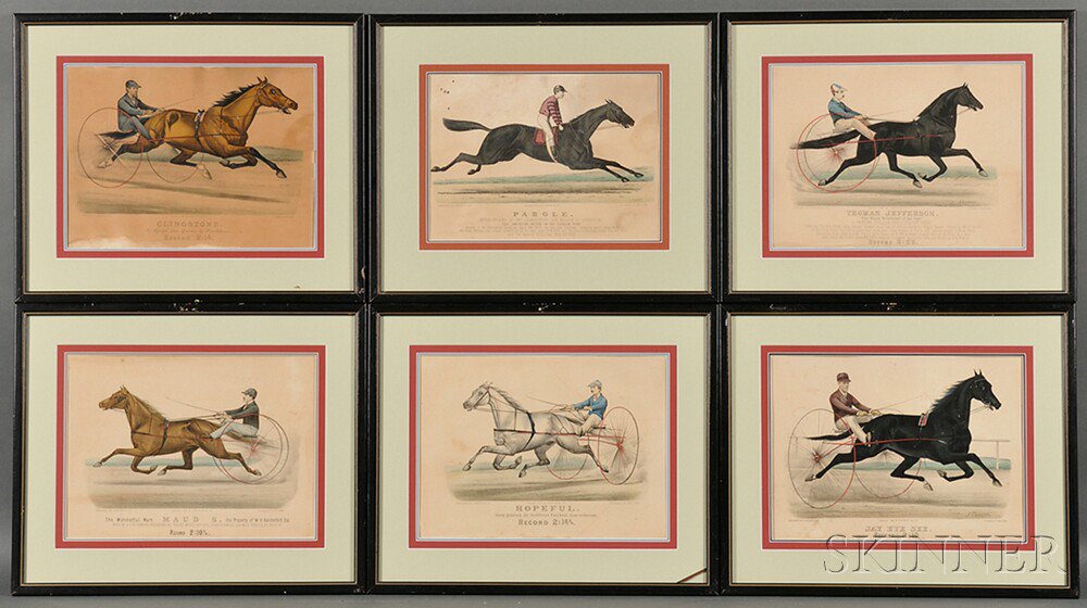 Appraisal: Currier Ives publishers American - Six Small Folio Horse Racing