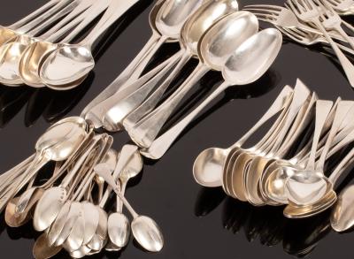 Appraisal: A quantity of silver flatware in Old English and Hanoverian