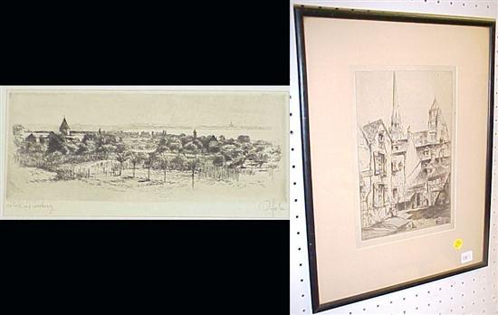 Appraisal: Two etchings on paper John Taylor Arms American - Saint