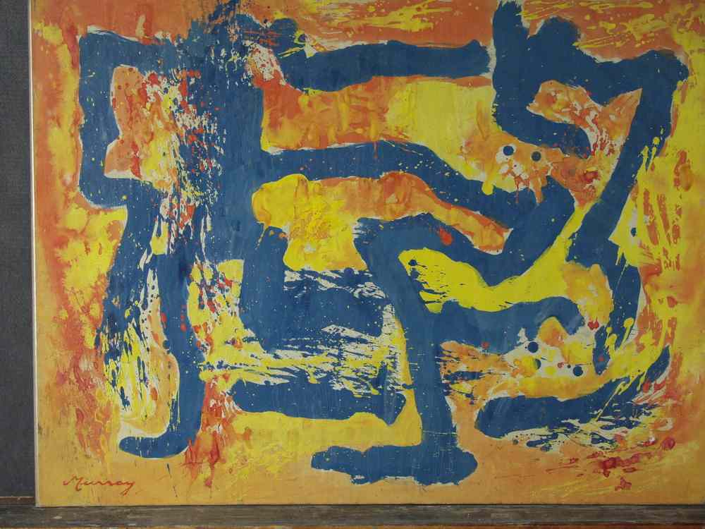 Appraisal: WATERCOLOR GOUACHE- Abstract of bright blue humanoid forms on a