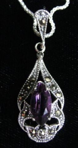 Appraisal: ART DECO AMETHYST CRYSTAL STERLING SILVER NECKLACE