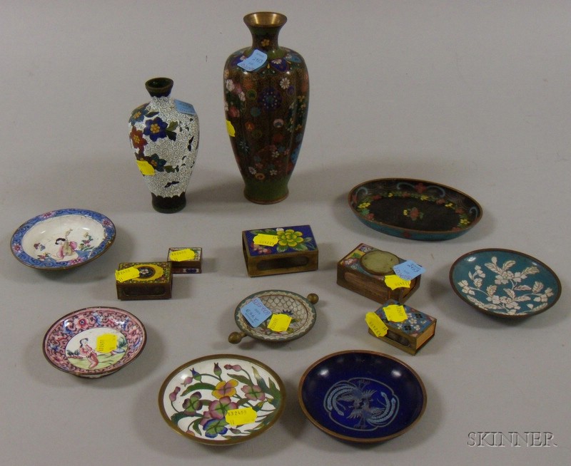 Appraisal: Approximately Fourteen Cloisonne Table and Decorative Items including two vases