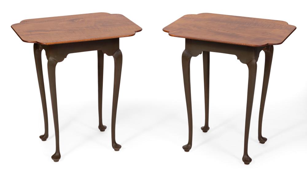 Appraisal: PAIR OF ELDRED WHEELER QUEEN ANNE-STYLE TABLES MASSACHUSETTS TH CENTURY