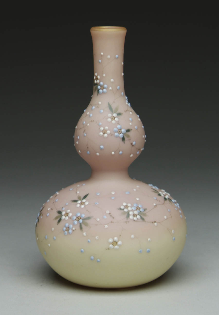 Appraisal: BURMESE DECORATED VASE Very nice Burmese double gourd vase is