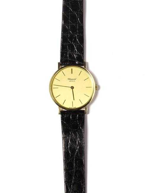 Appraisal: WRISTWATCH CHOPARD s Yellow gold Round flat case No with