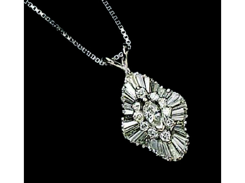 Appraisal: DIAMOND PENDANT White gold ballerina style pendant set with one