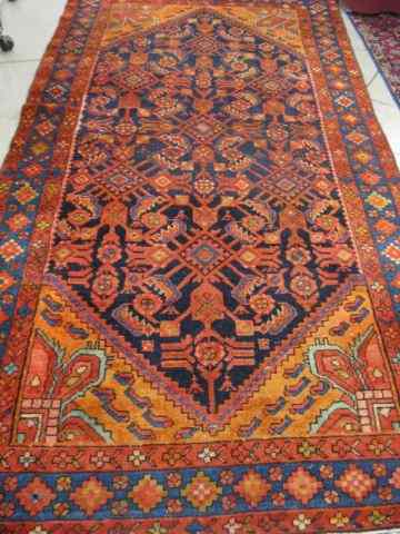 Appraisal: Hamadan Persian Handmade Rug overall geometrics deep blue field red