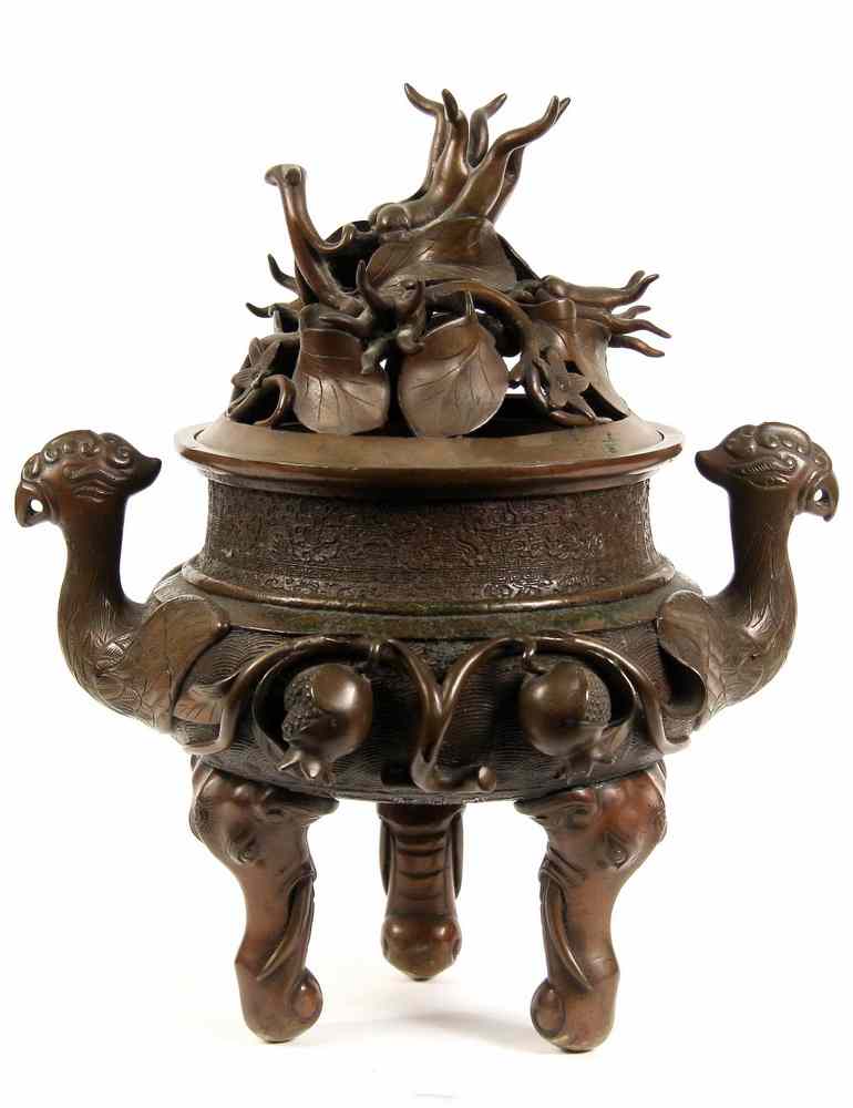 Appraisal: JAPANESE BRONZE CENSER - th c Japanese Bronze Censer with