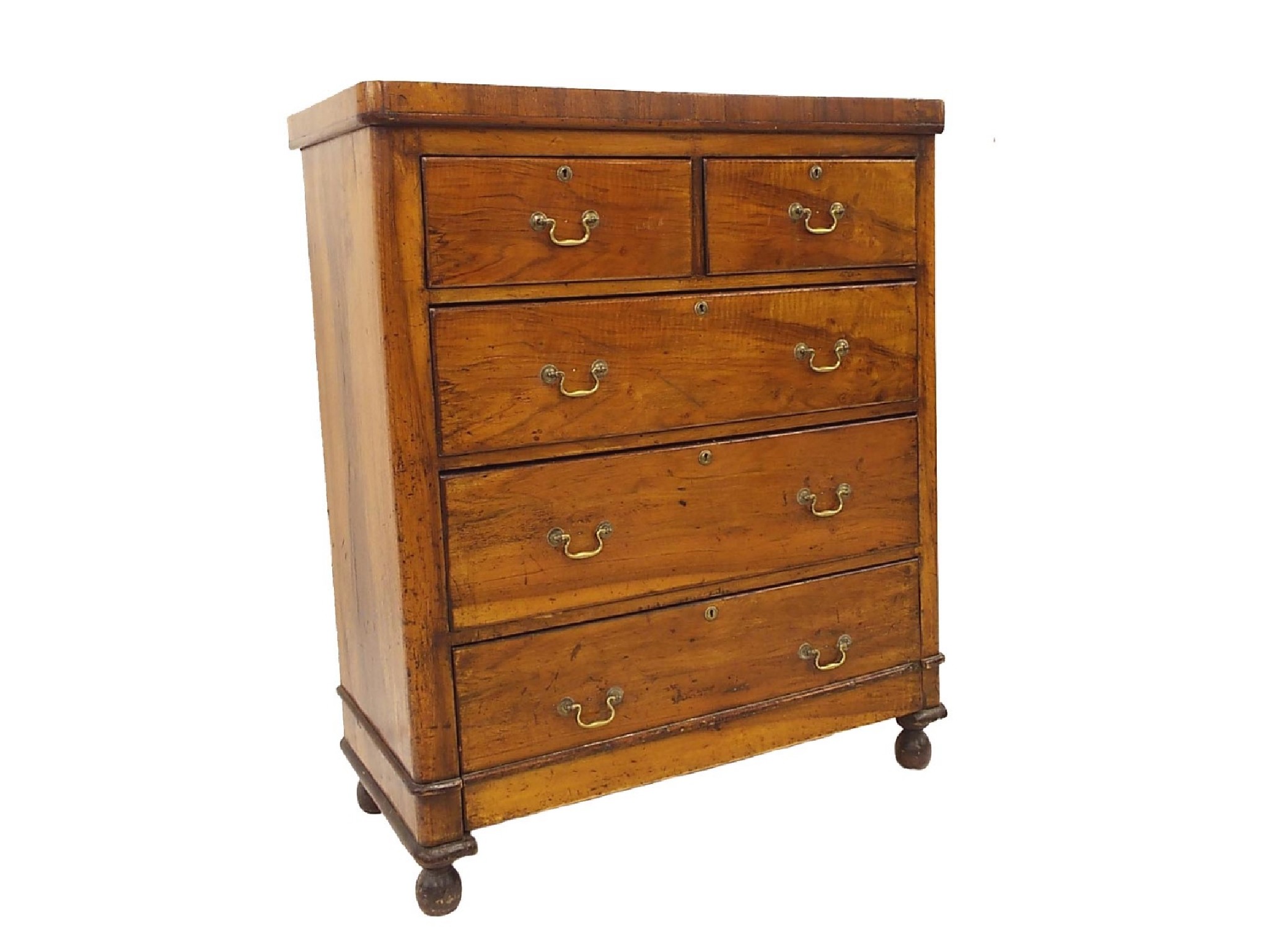 Appraisal: Victorian walnut chest of drawers fitted with two short over