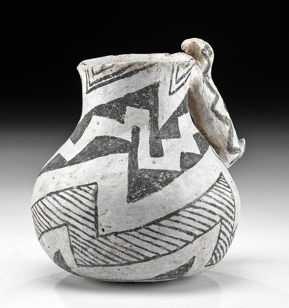 Appraisal: Anasazi Mogollon Pottery Mug Zoomorphic Handle Native American Southwestern United