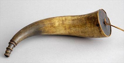 Appraisal: AMERICAN ENGRAVED POWDER HORN Engraved P S H with wood