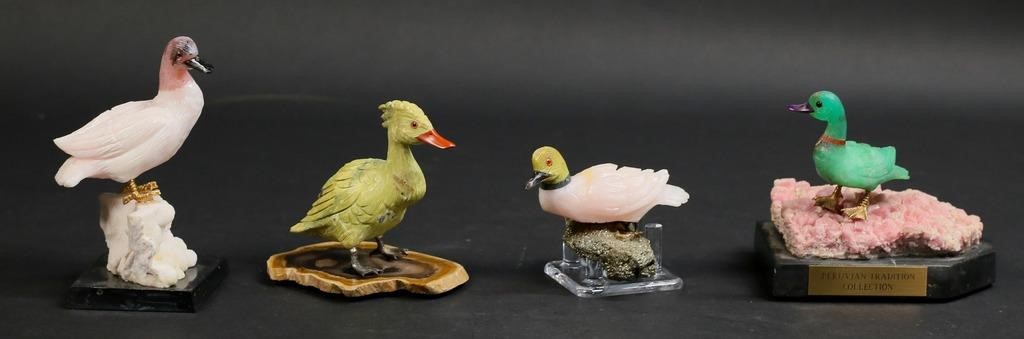 Appraisal: PETER MULLER STYLE CARVED LAPIDARY DUCKS carved hardstone ducks in