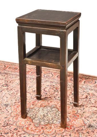 Appraisal: Chinese hardwood pedestal table in dark finish having square top