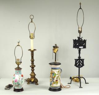 Appraisal: Four Table Lamps Four table lamps comprising a Chinese porcelain