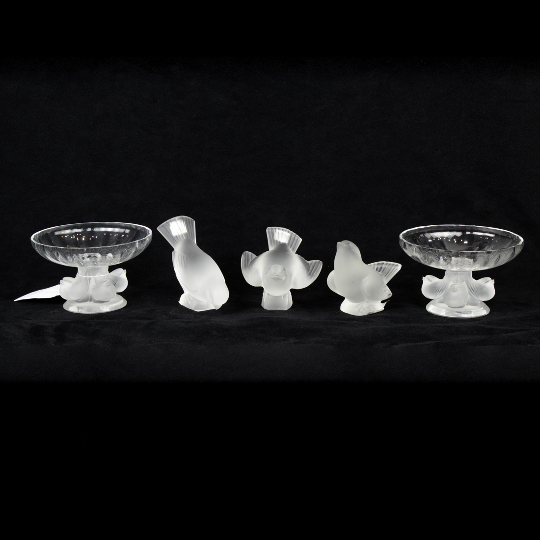 Appraisal: LOT OF LALIQUE FROSTED AND GLASS MOINEAU SPARROWS AND NOGENT