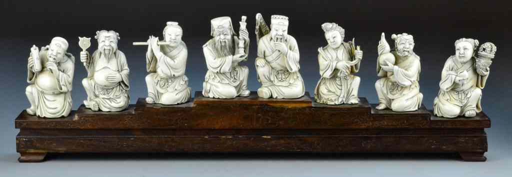 Appraisal: Chinese Qing Carved Ivory Eight ImmortalsFinely carved with incredible attention