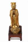 Appraisal: GILT CARVED FIGURE - Khmer Palm Wood Carving of Crowned