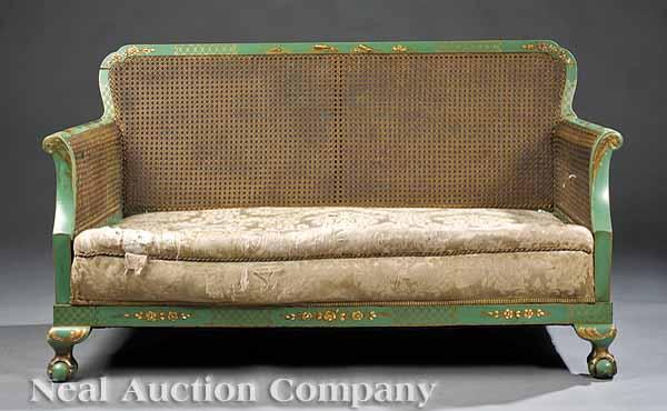 Appraisal: An Art Deco Chinoiserie-Decorated and Caned Settee early th c