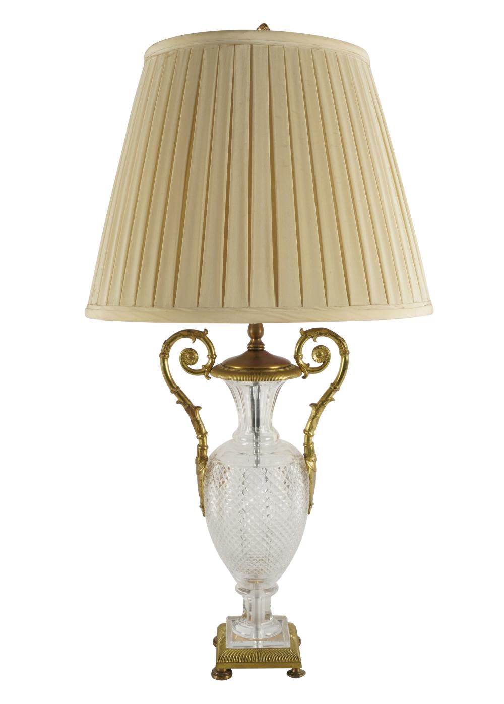 Appraisal: GILT METAL-MOUNTED CUT GLASS URNmounted as a table lamp with