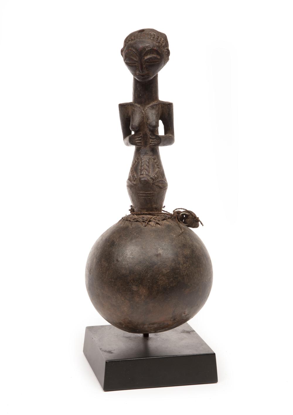 Appraisal: African Luba Wood and Gourd Figural Rattle Democratic Republic of