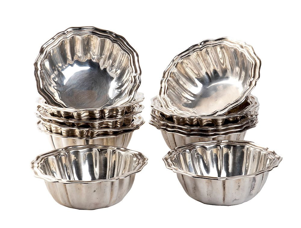 Appraisal: A set of twelve solid silver bowls - Italy late