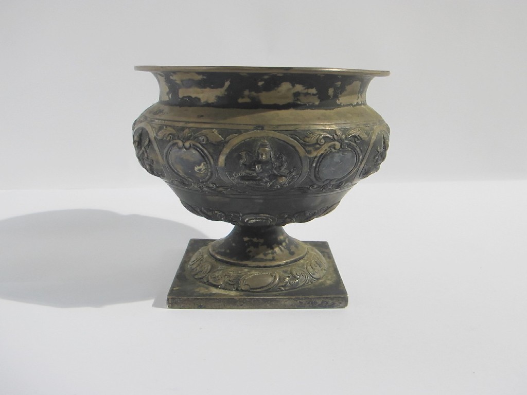 Appraisal: An Indian or Burmese embossed white metal pedestal bowl