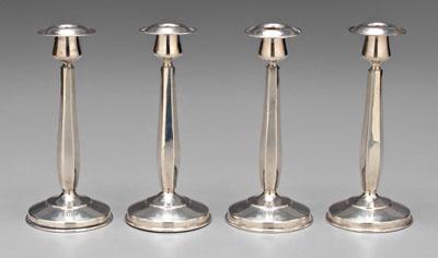 Appraisal: Set of four sterling candlesticks paneled posts marks for Gorham