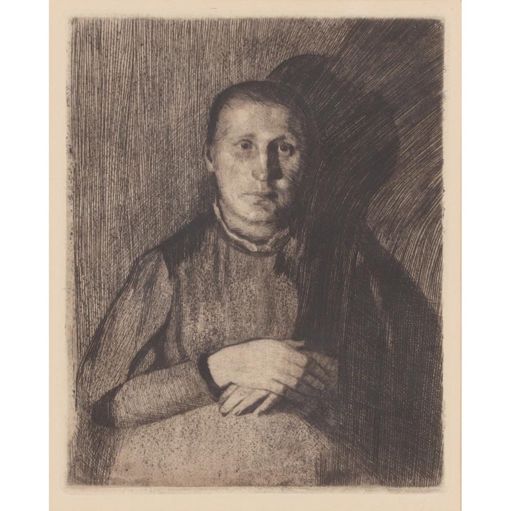 Appraisal: KATHE KOLLWITZ GERMAN - WOMAN WITH CLASPED HANDS ETCHING H