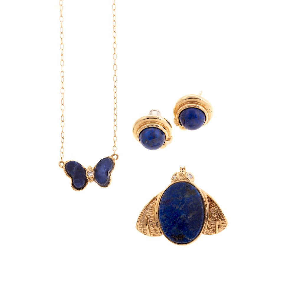 Appraisal: A Collection of Ladies Lapis Jewelry in Gold K yellow