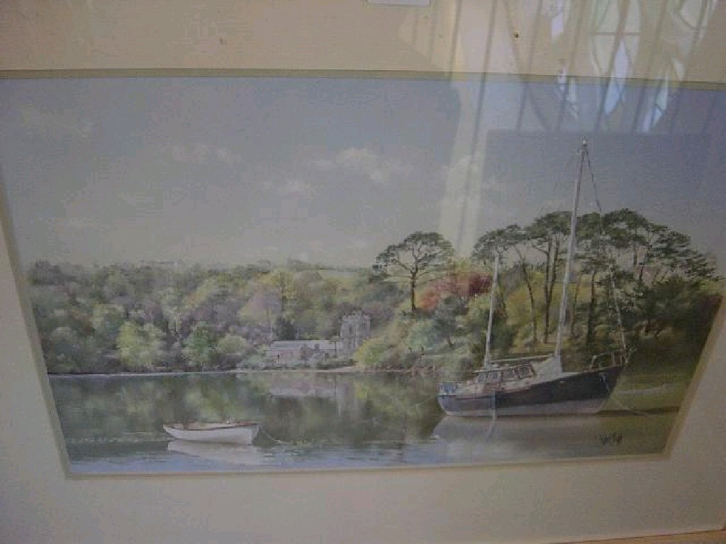 Appraisal: A pastel study of an estuary scene with fishing boat