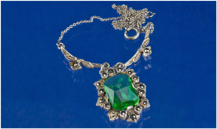 Appraisal: Green Marcasite Pendant