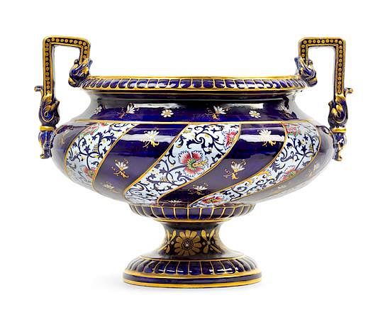 Appraisal: A Sarreguemines Ceramic Jardiniere Height x inches A Sarreguemines Ceramic