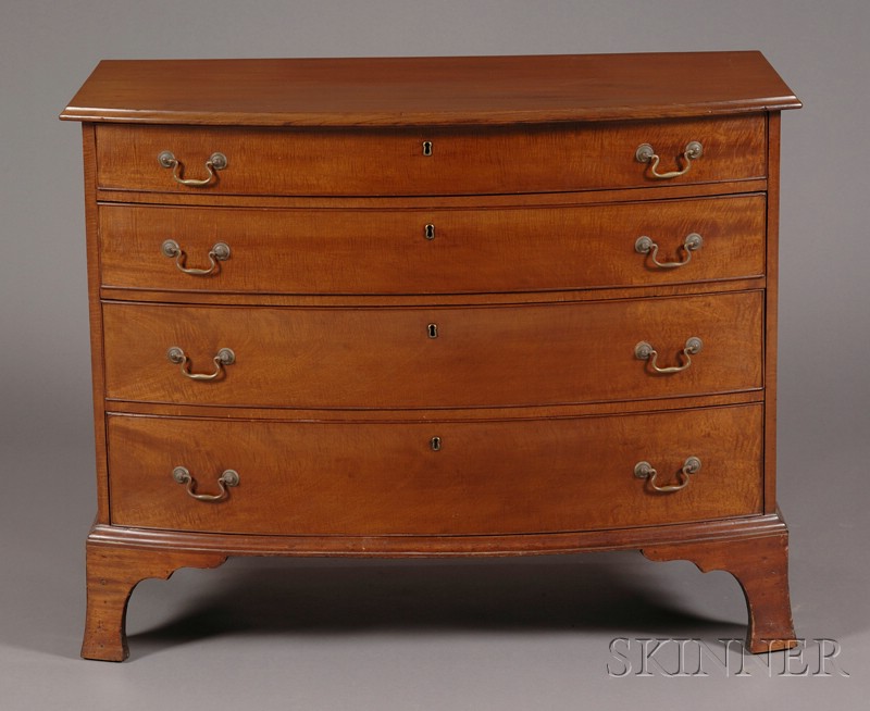 Appraisal: Federal Mahogany and Mahogany Veneer Bowfront Chest of Drawers probably