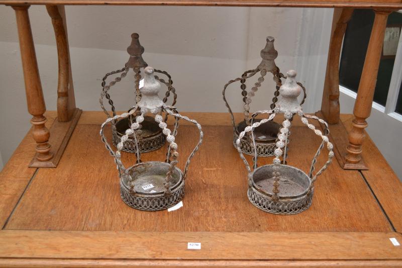 Appraisal: A SET OF FOUR RUSTIC CROWN STYLE CANDLE HOLDERS A