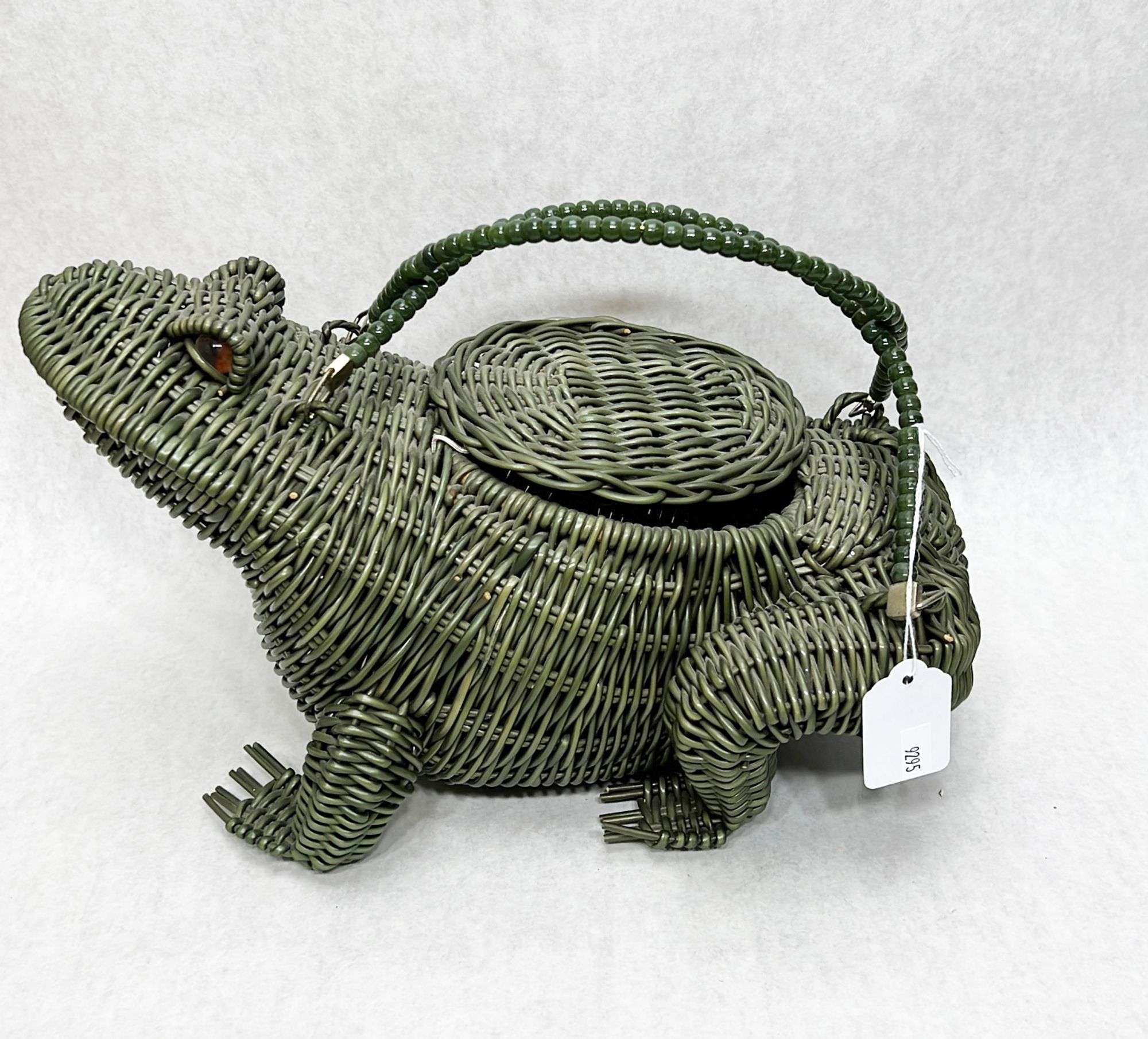 Appraisal: Figural Wicker Frog Purse front to back Condition Good no