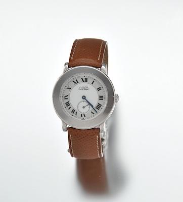 Appraisal: A Gentleman's Sterling Silver Must De Cartier Wristwatch by Cartier