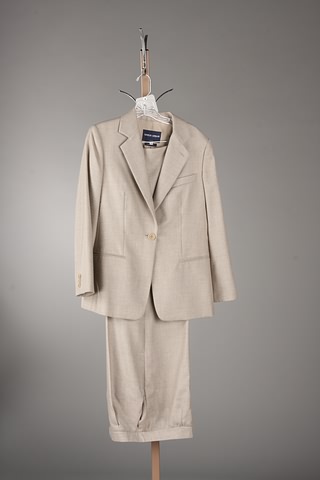 Appraisal: Giorgio Armani tan tweed cashmere slacks suit with silk-lined slacks