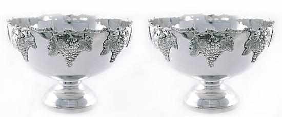 Appraisal: Pair silverplate punch bowls deep round bowl with grapevine rim