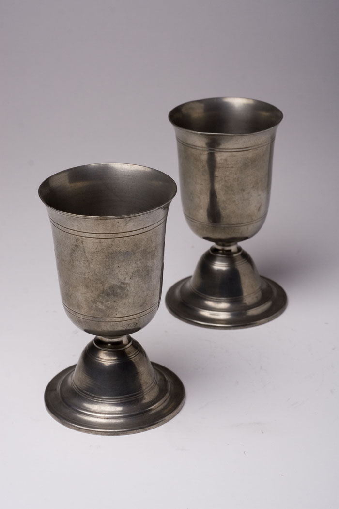 Appraisal: PAIR OF PEWTER CHALICES ATTRIBUTED TO ISRAEL TRASK - Beverly