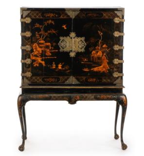 Appraisal: Early th Century Japanned Cabinet on Stand Hampton Sons English